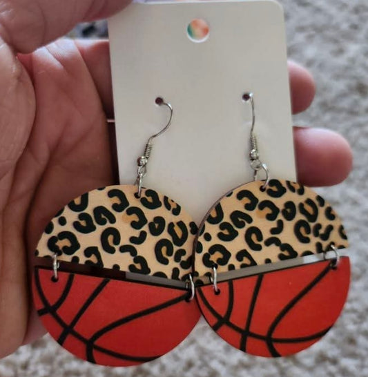 Basketball cheetah earrings
