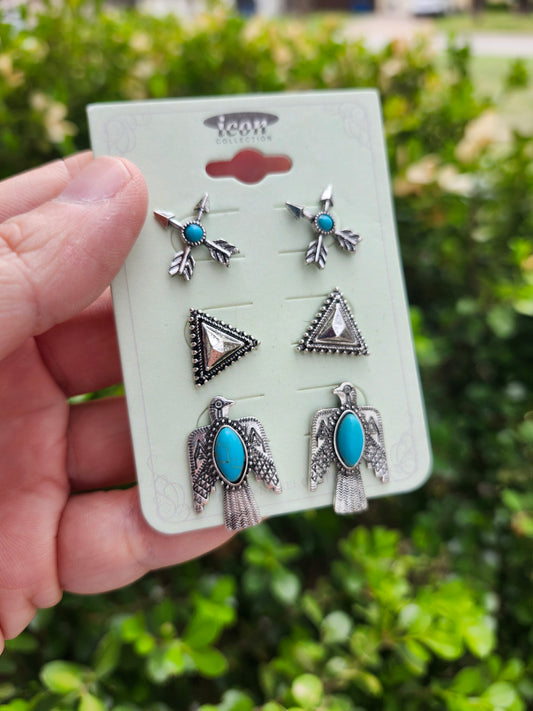 3 pair earrings