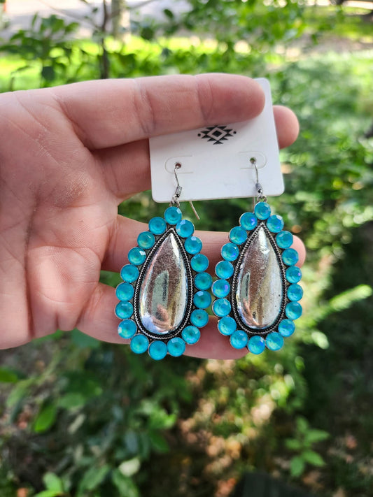 Blue stone teardrop earrings