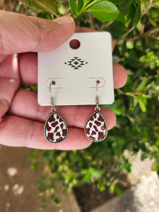 Brown cow earrings