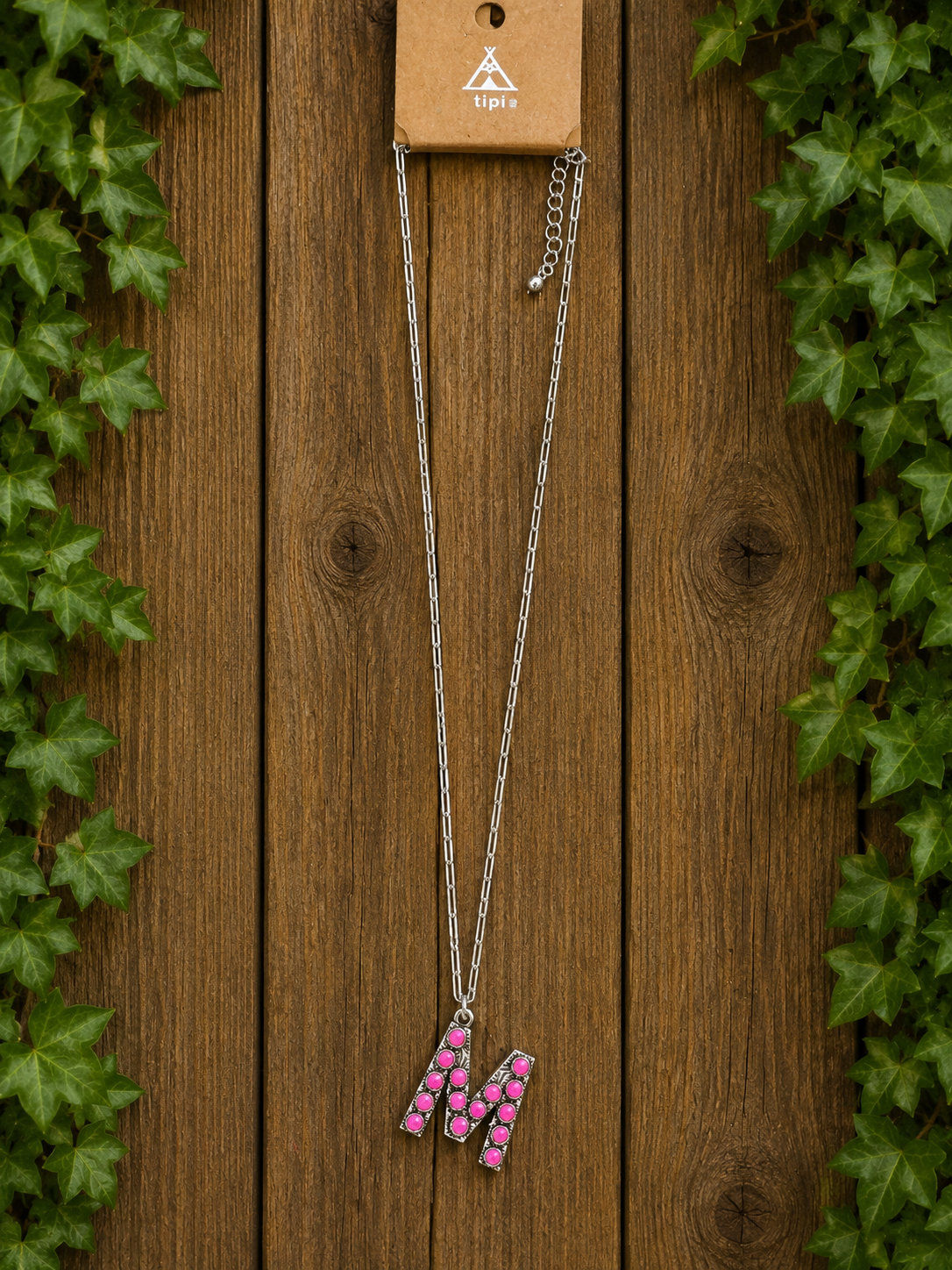 Letter pink M necklace