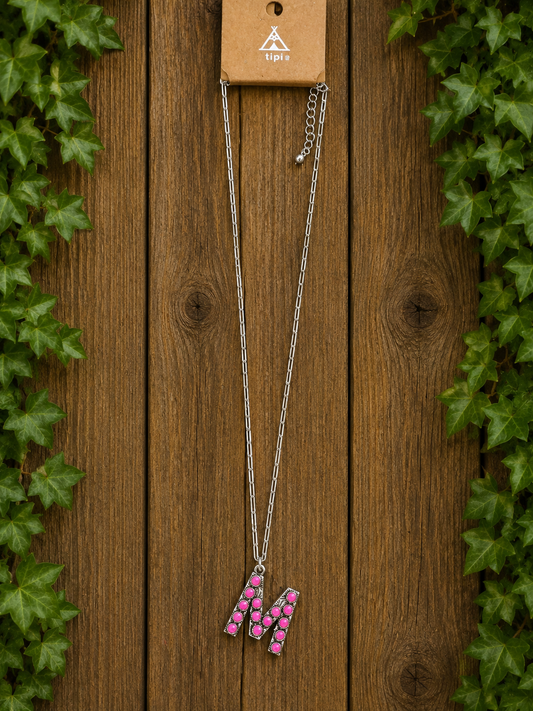 Letter pink M necklace