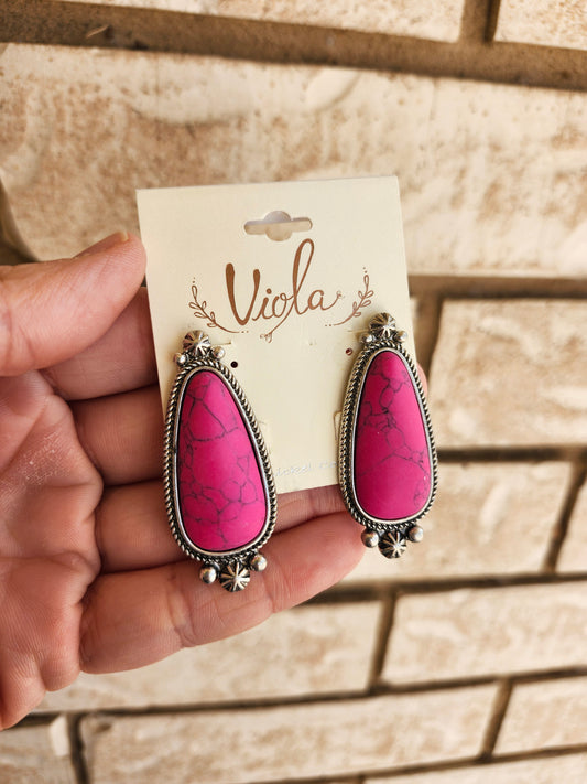 Pink stone earrings