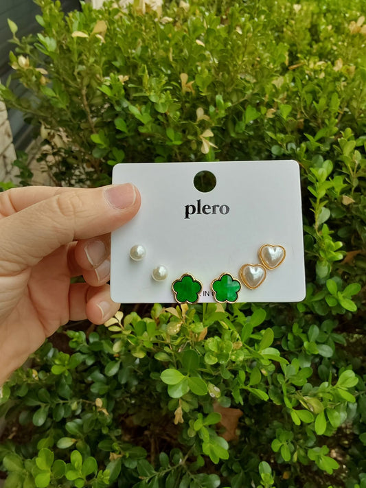 Green gold clover earrings