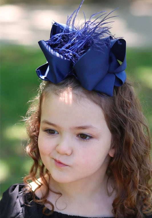Feather Navy bow