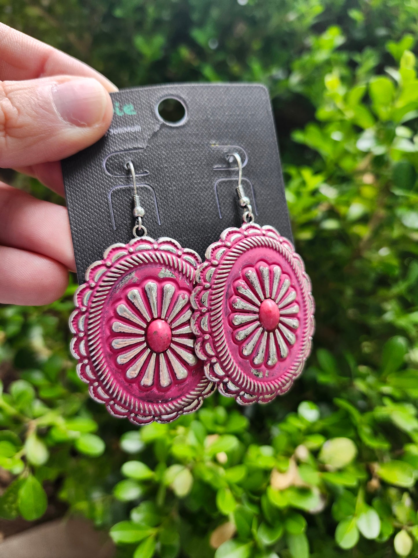 Pink concho earrings