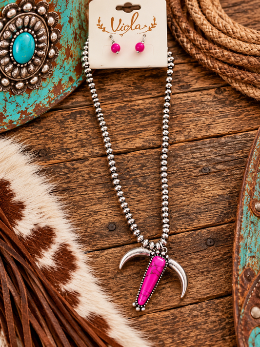Pink Bullhead necklace
