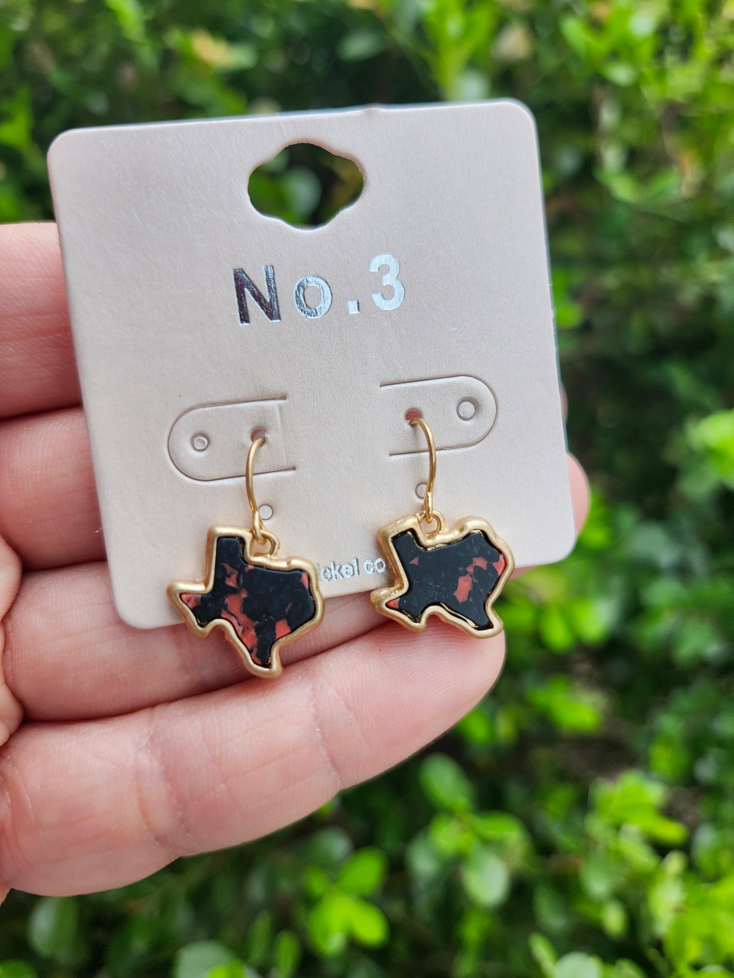 Texas pink black earrings