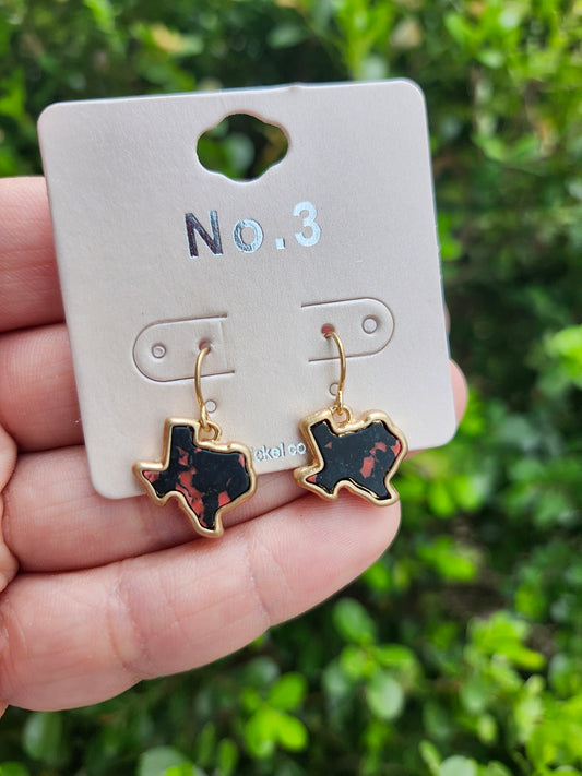 Texas pink black earrings
