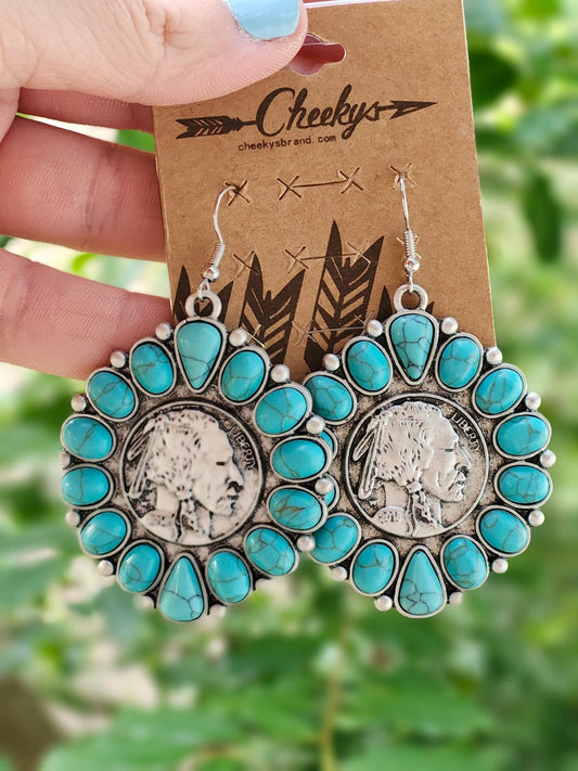 Turquoise nickel head earrings