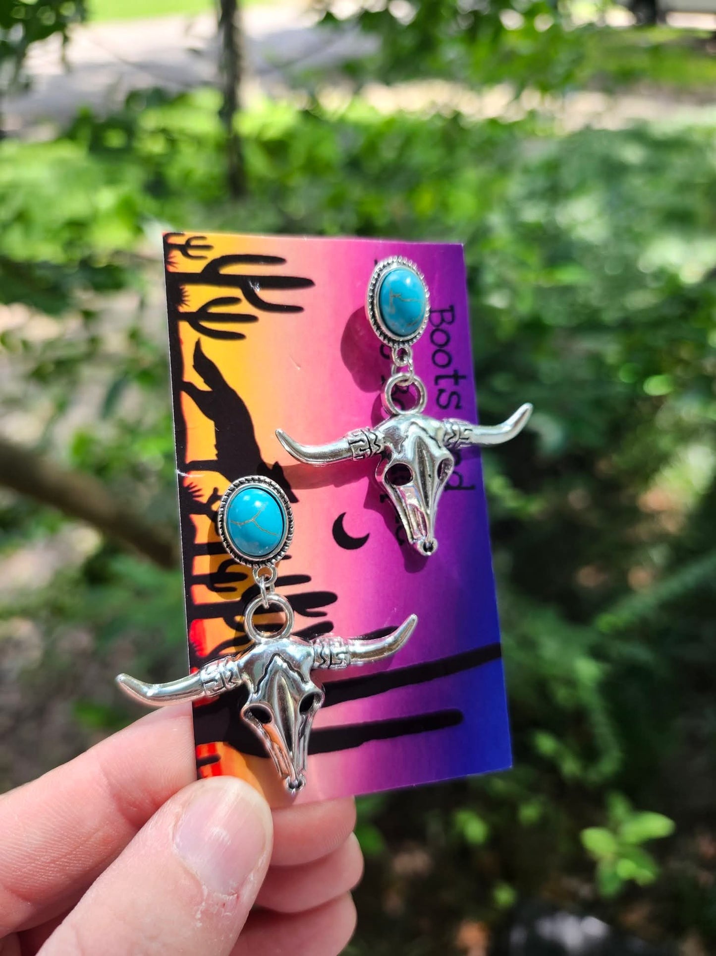 Cowskull turquoise earrings