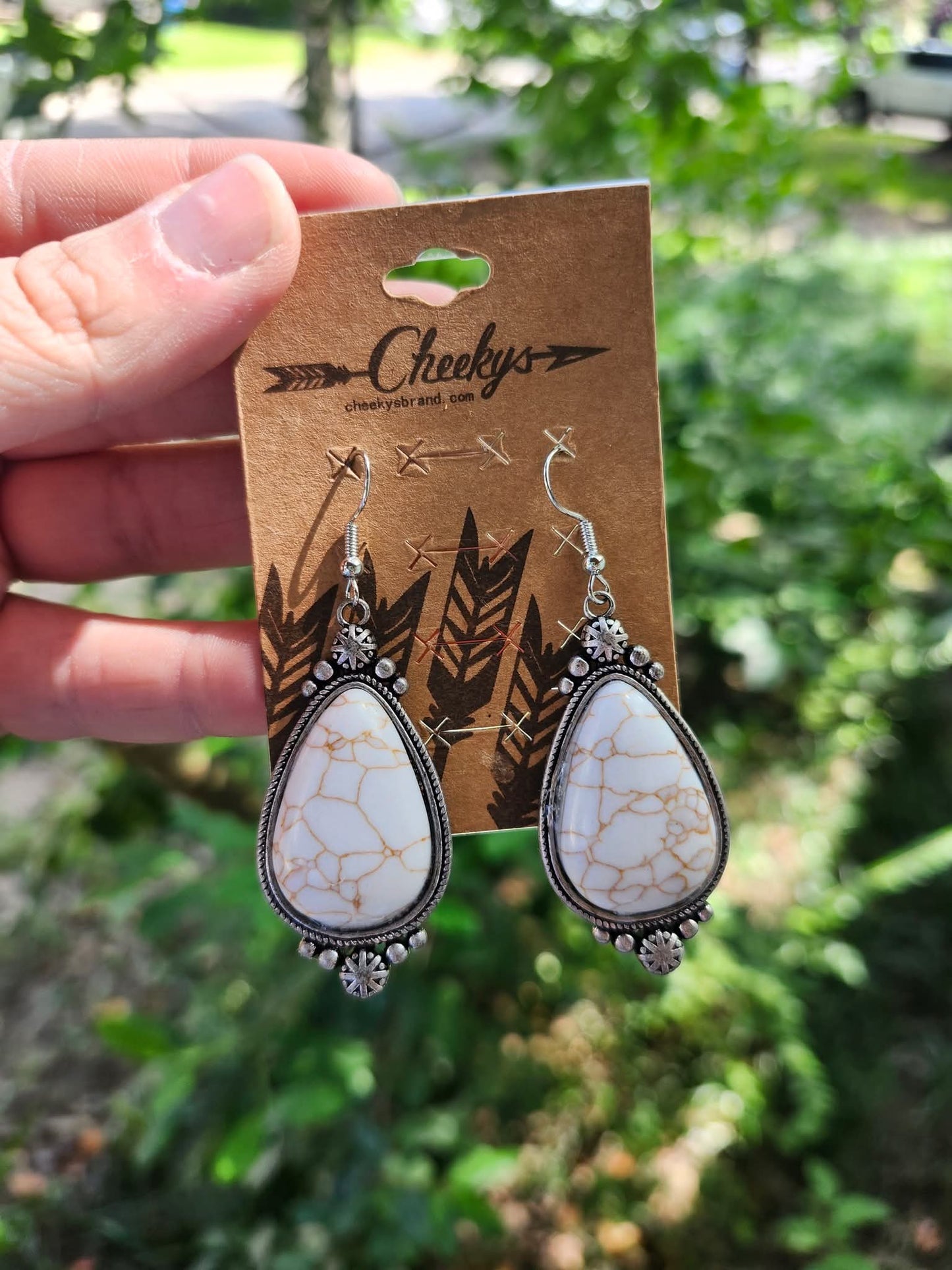 White stone earrings