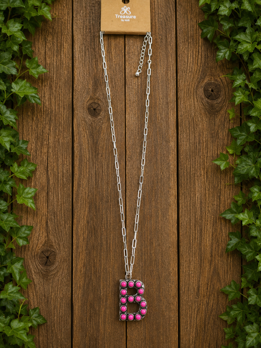 Letter pink B necklace