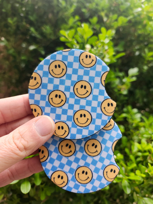 Blue checkered car coaster