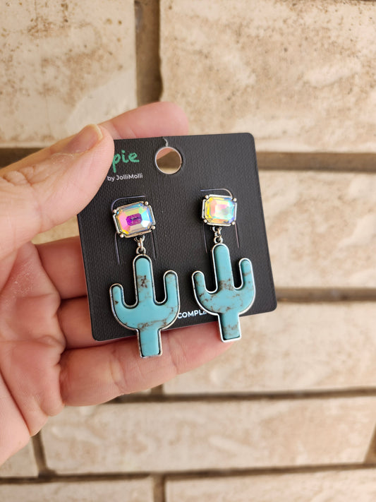 Turquoise cactus ab earrings
