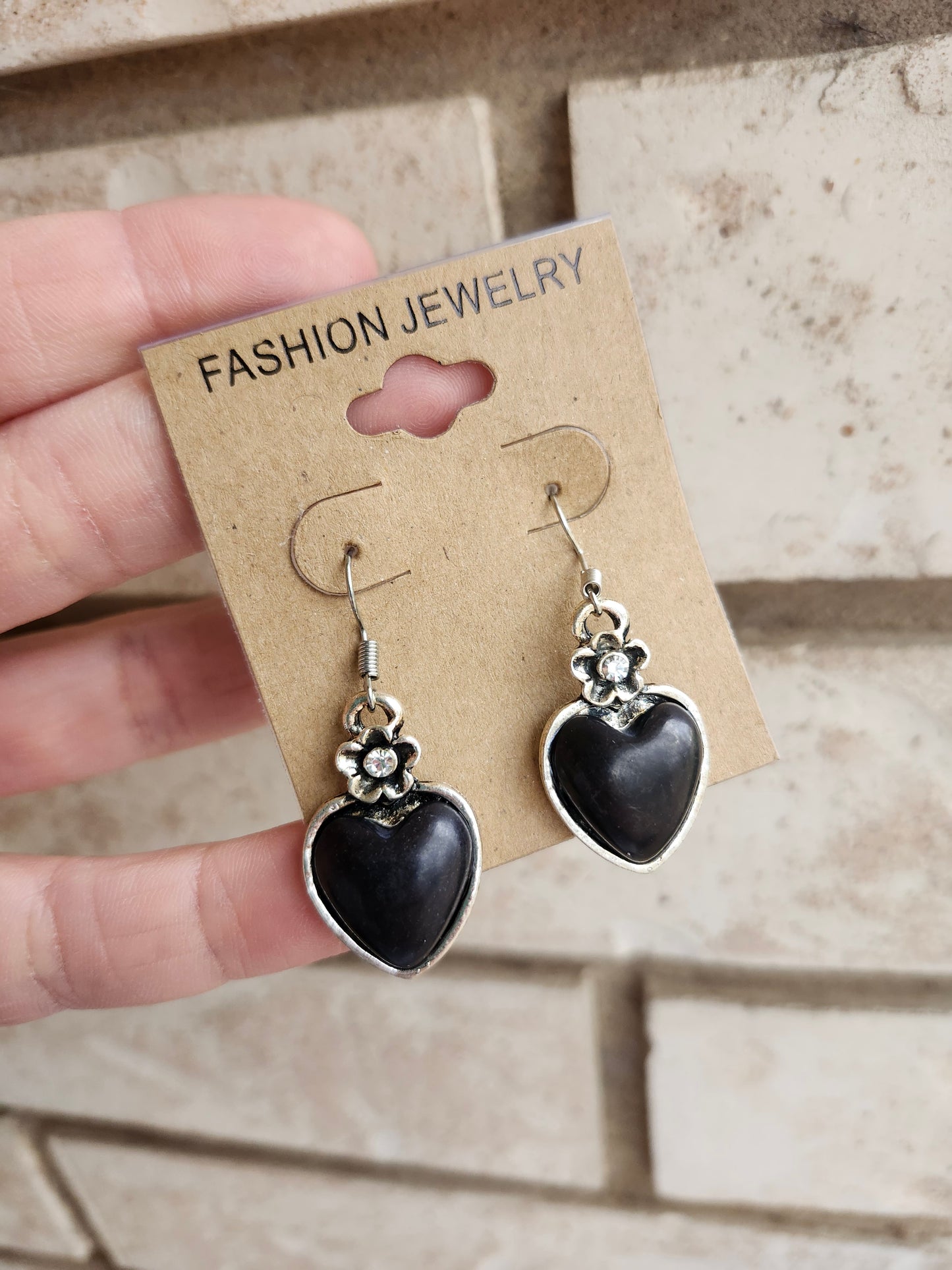 Black heart earrings