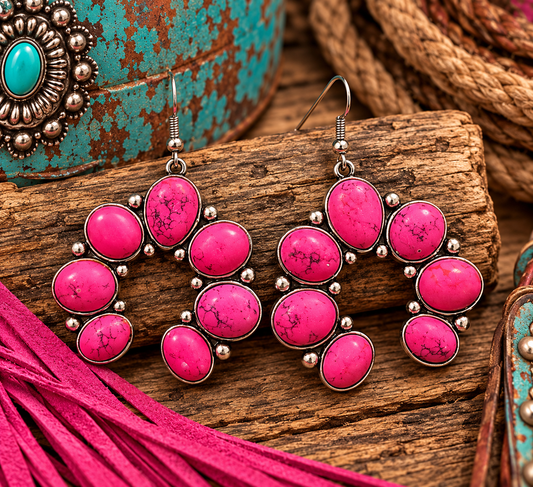 Pink stone earrings