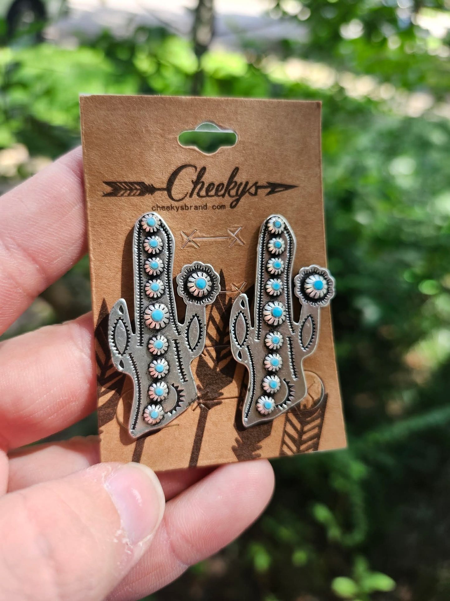 Blue stone cactus earrings