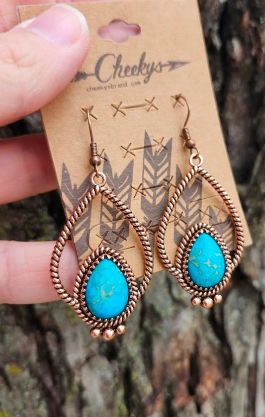 Bronze turquoise stone earrings