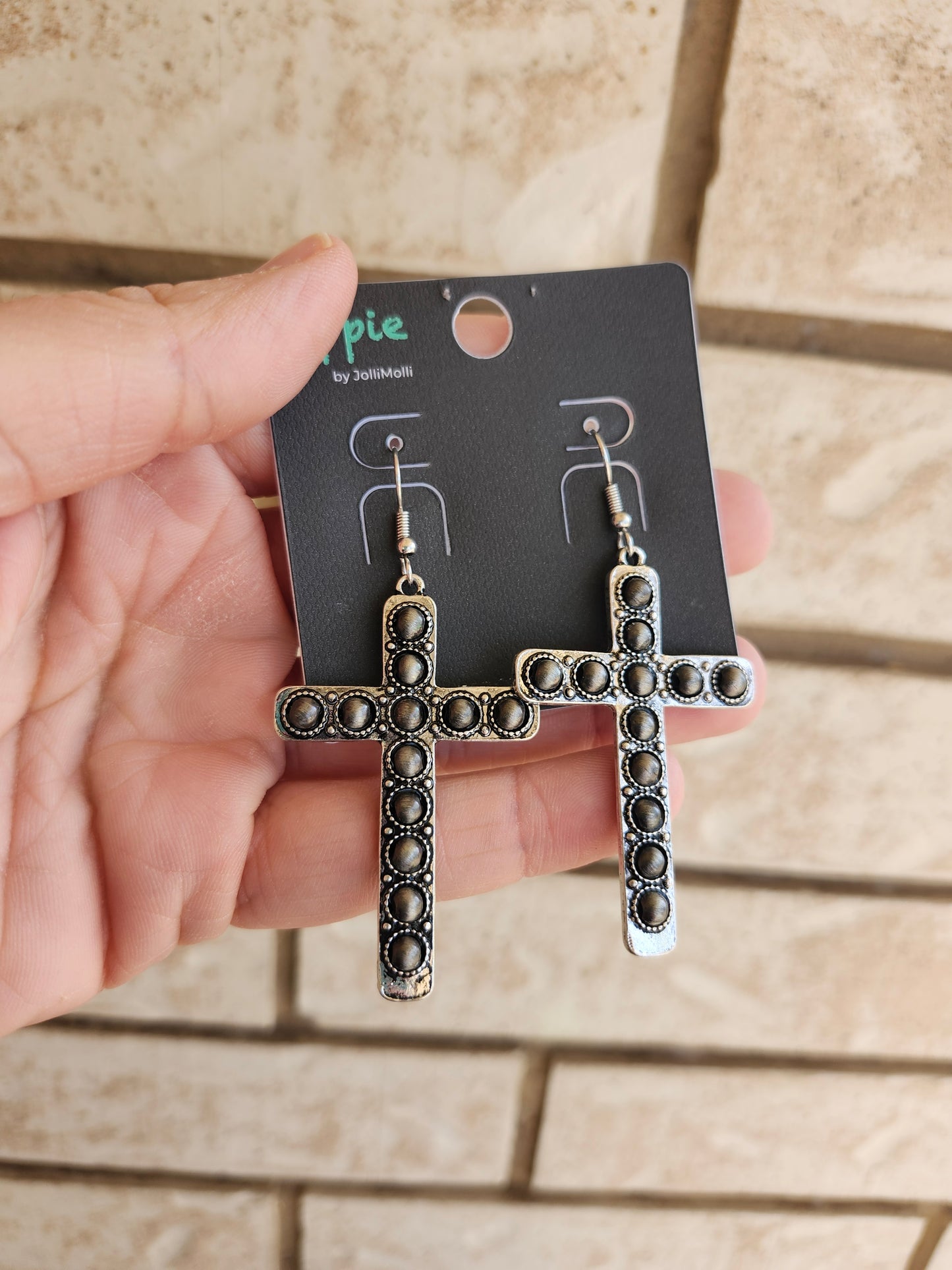 Cross stone earrings