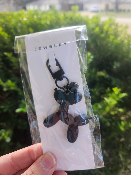 Black balloon dog keychain