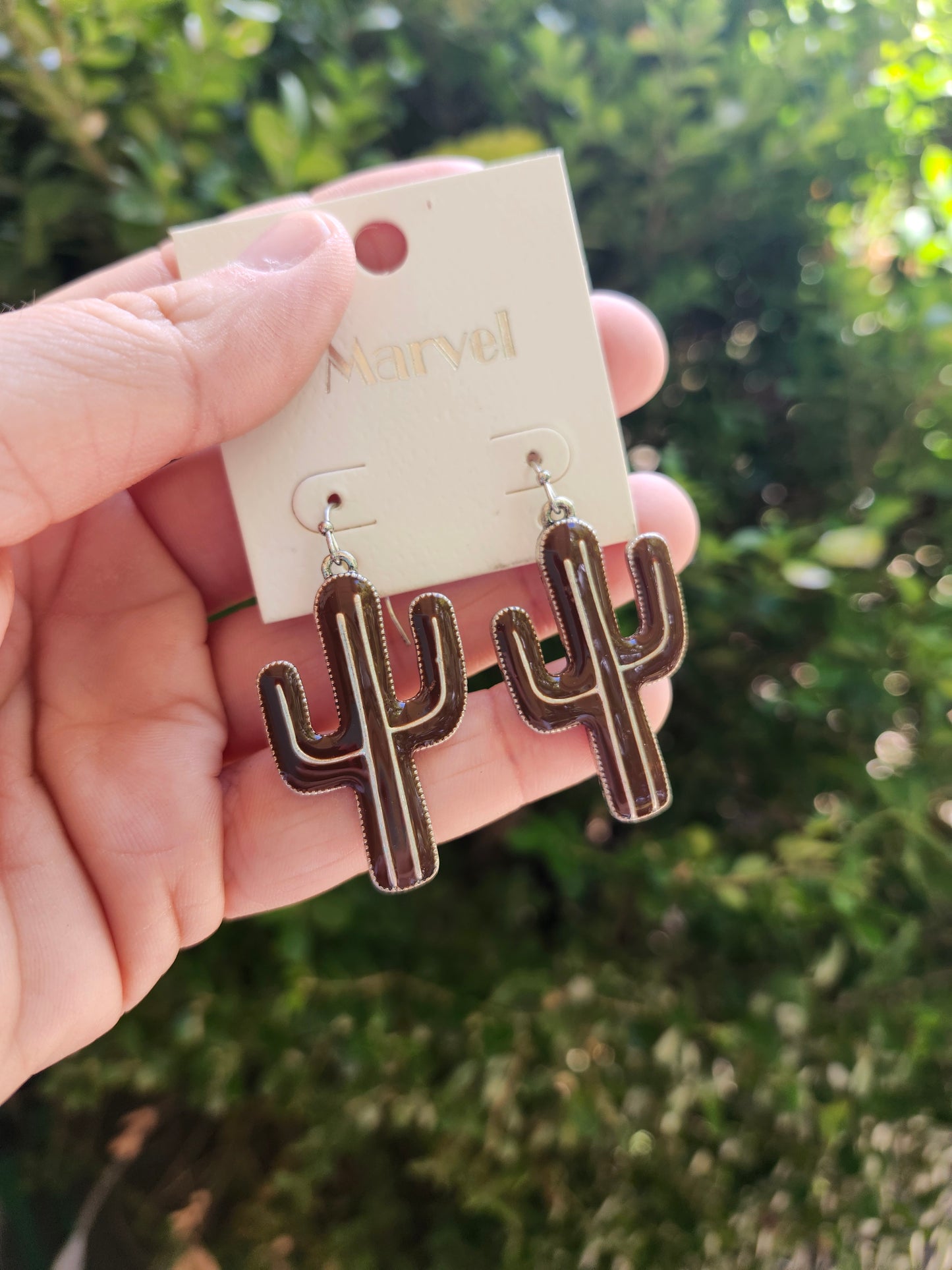 Brown cactus earrings