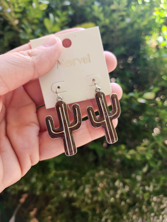 Brown cactus earrings