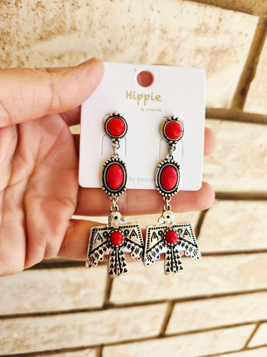 Free bird red earrings