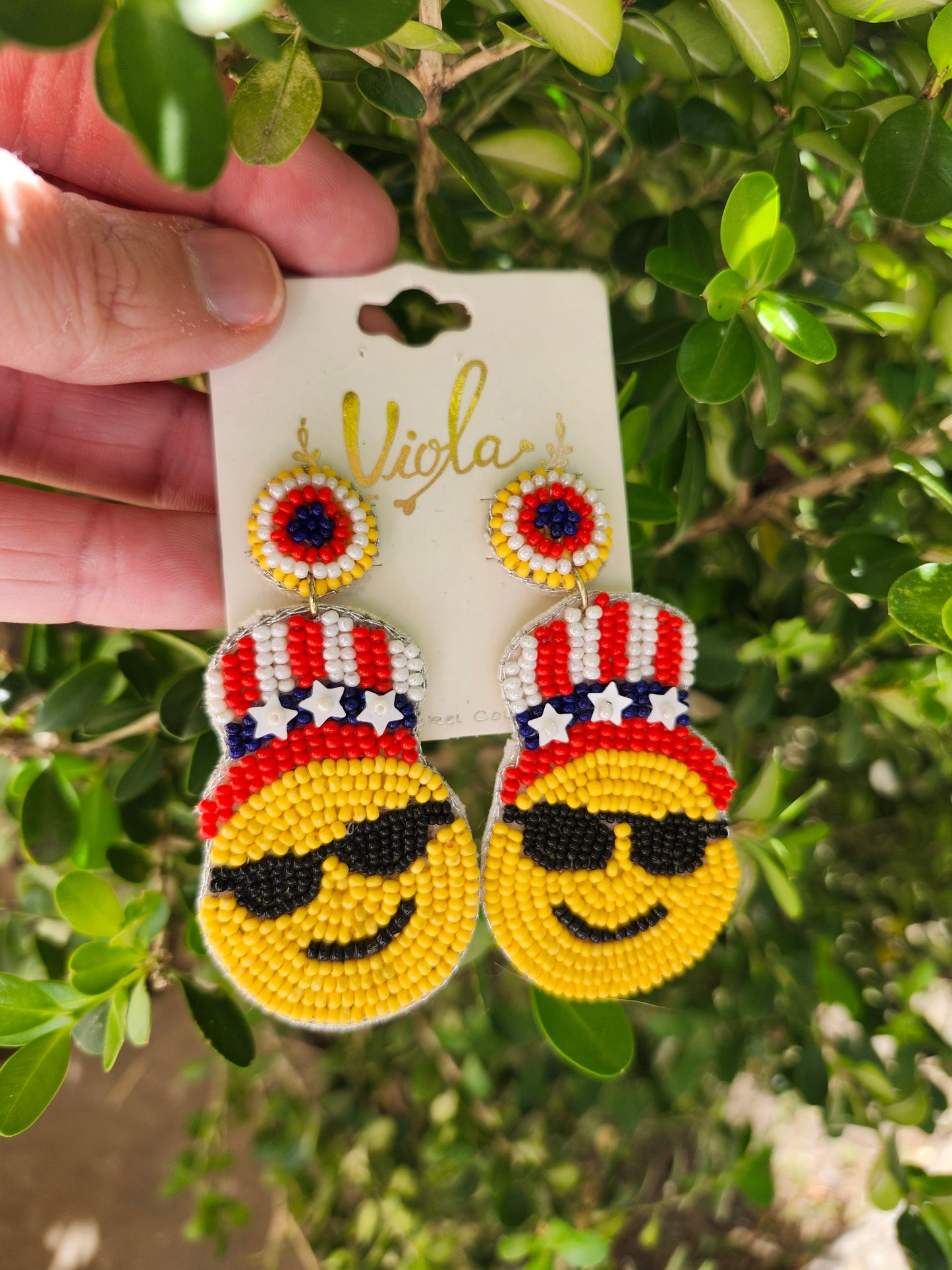Sea bead smiley face earrings