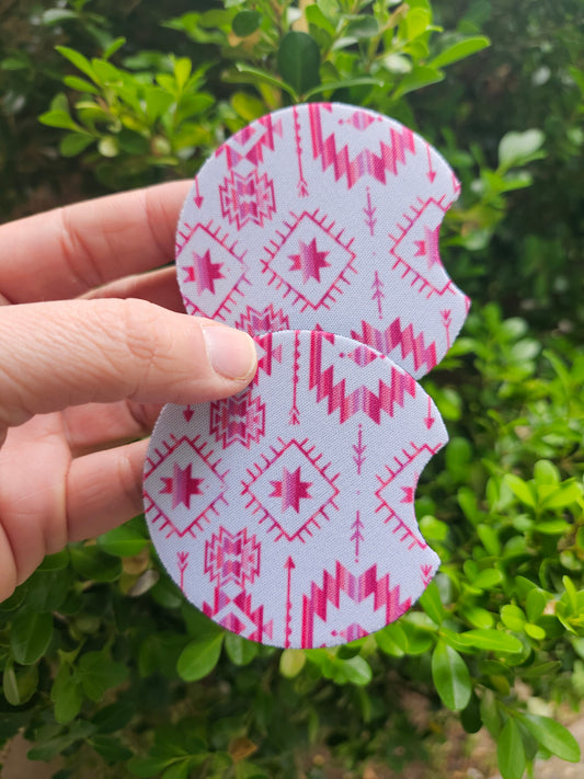 Pink Aztec car coaster
