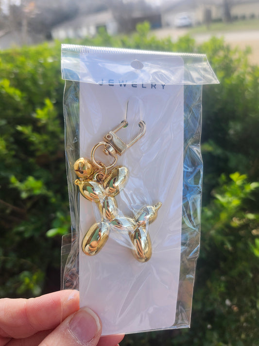 Gold balloon dog keychain