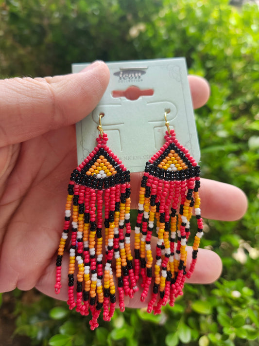 Pink yellow earrings