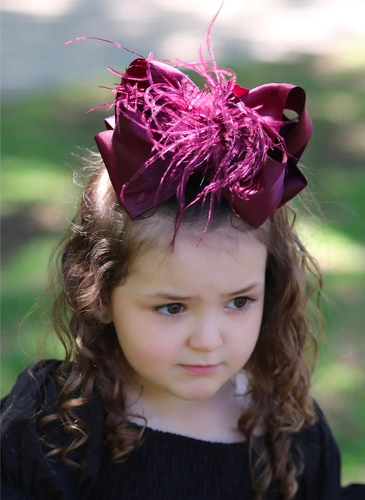 Burgundy feather bow