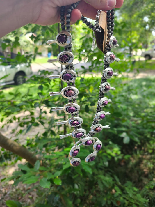 Crackle purple stone necklace