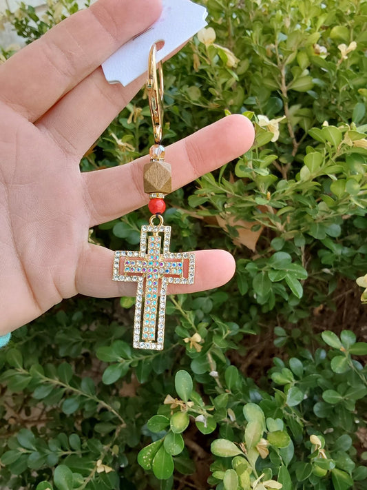 Cross pink keychain