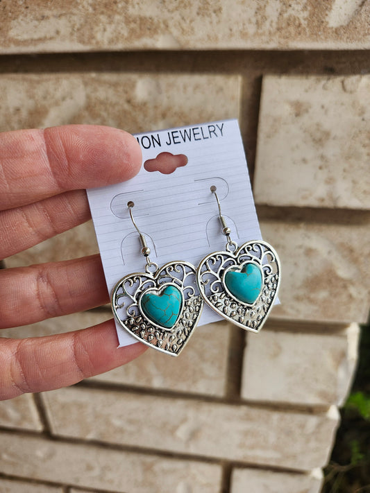 Turquoise heart earrings