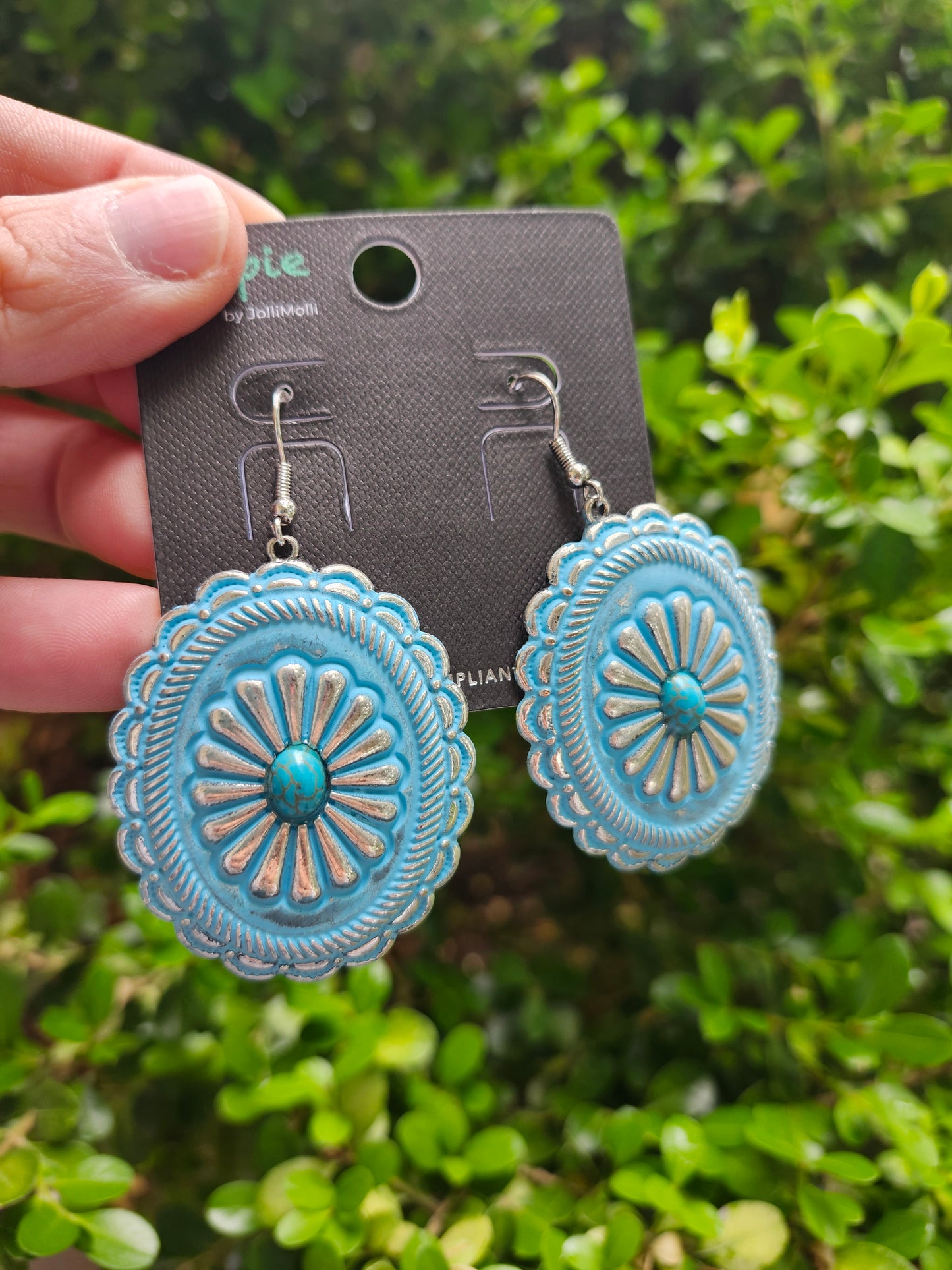 Blue concho earrings