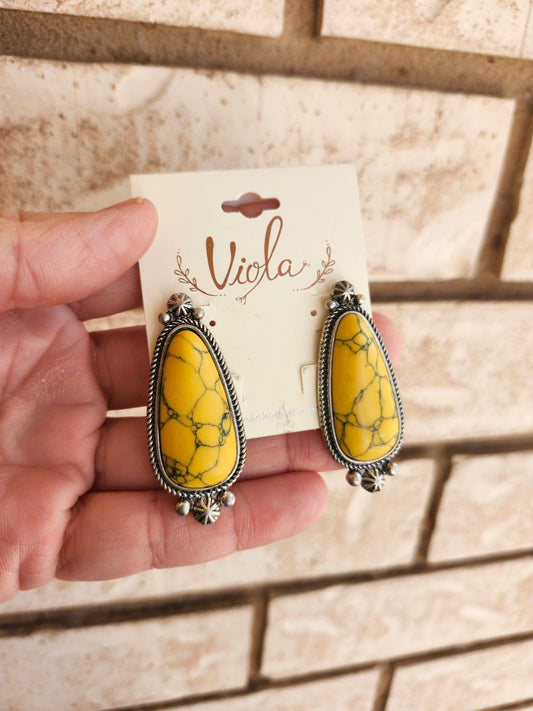 Yellow stone earrings