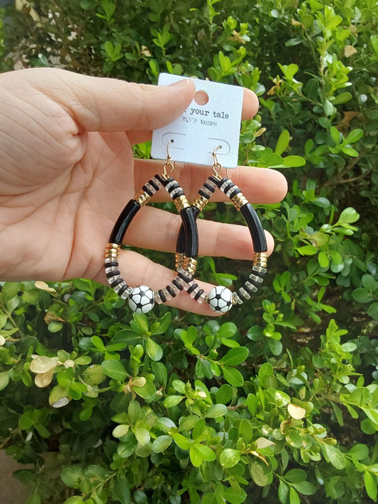 Bead soccer earrings