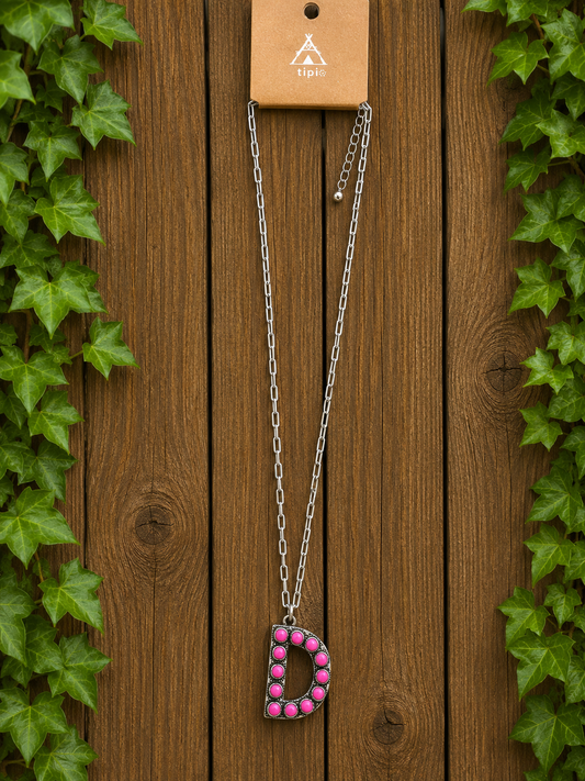 Letter pink D necklace