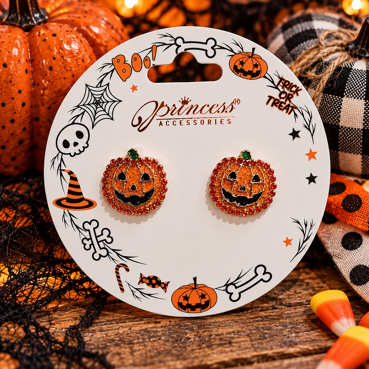 Sparkly pumpkin stud earrings