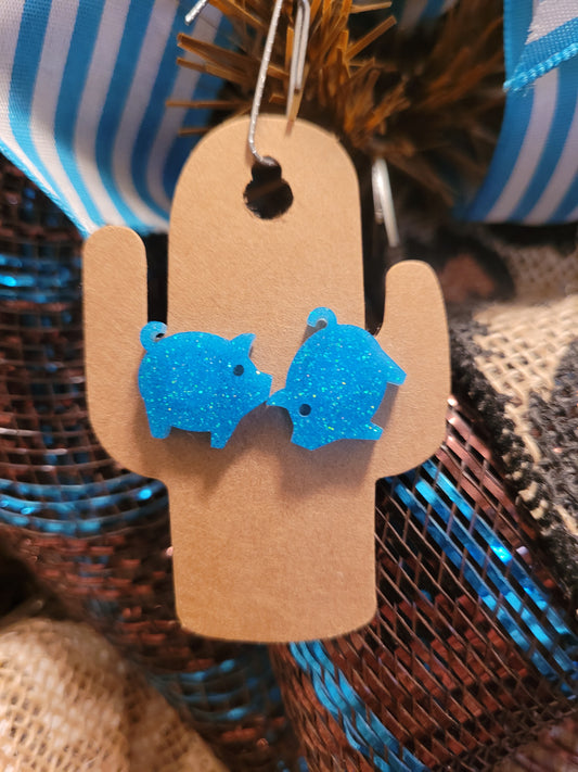 Turquoise pig studd earrings