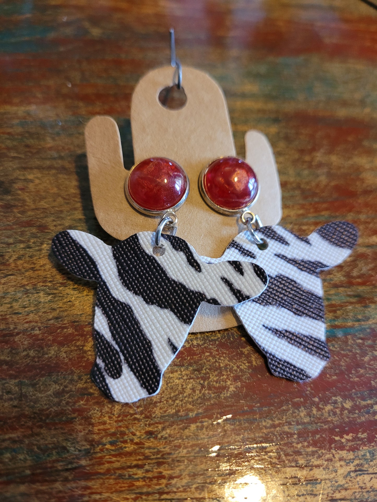 Zebra cow earrings