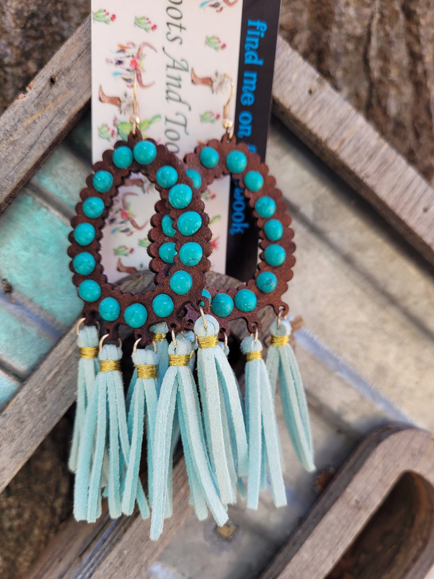 Turquoise stone fringe earrings