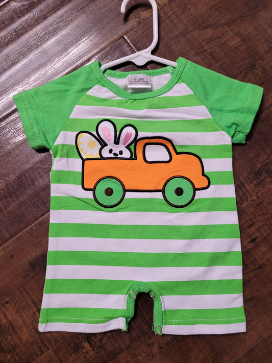 Easter bunny orange truck boys romper