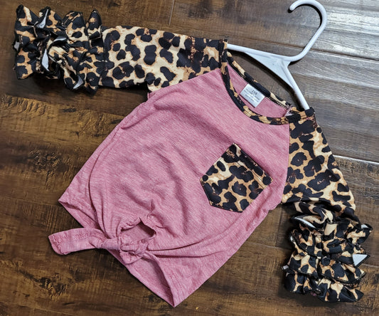 Pink cheetah ruffles shirt