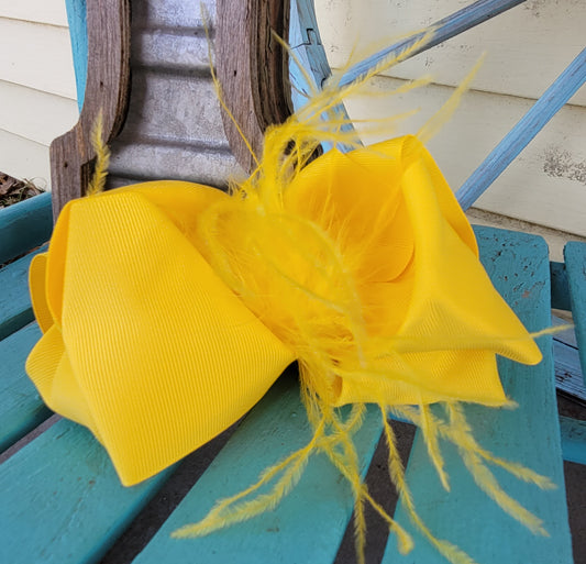 Yellow feather bow