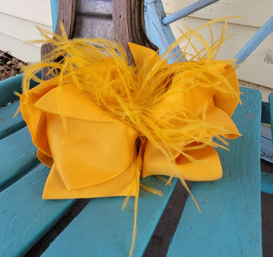 Yellow golden feather bow