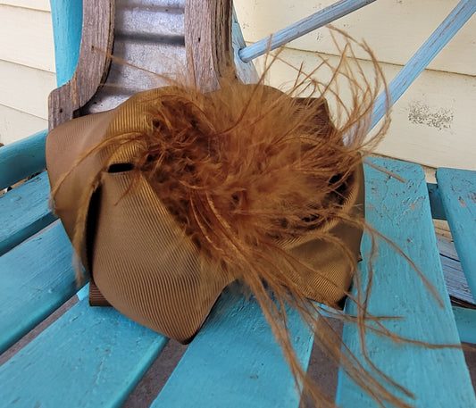 Brown feather bow