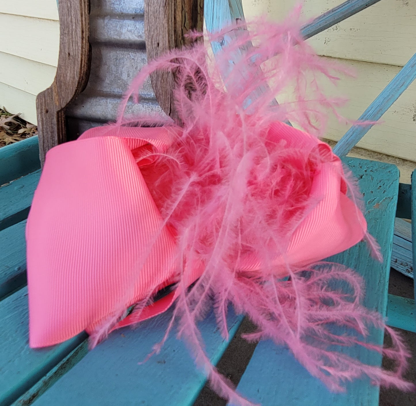 Hot pink feather bow